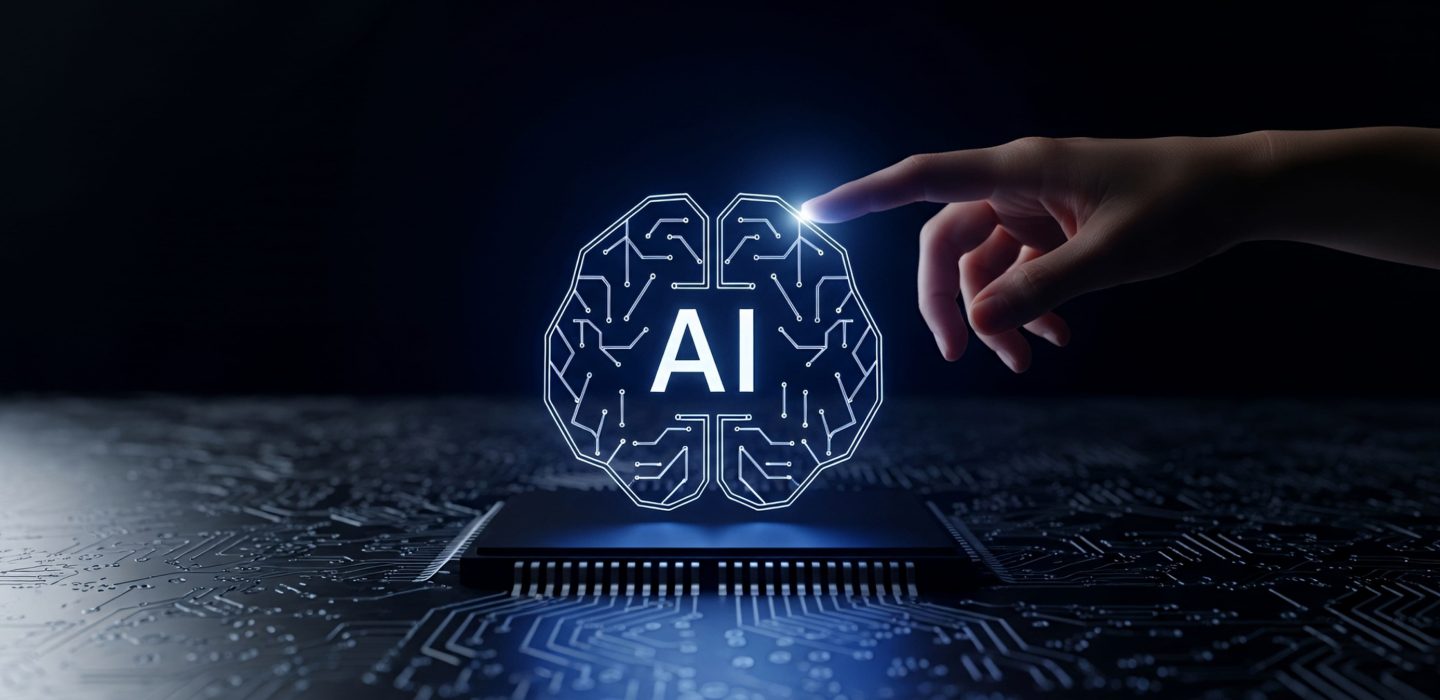 AI Artificial intelligence (AI) and machine learning concept on virtual screen.