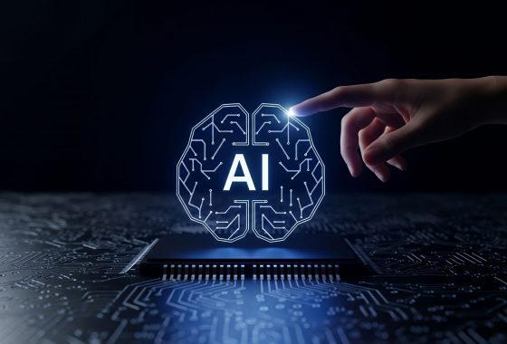 AI Artificial intelligence (AI) and machine learning concept on virtual screen.